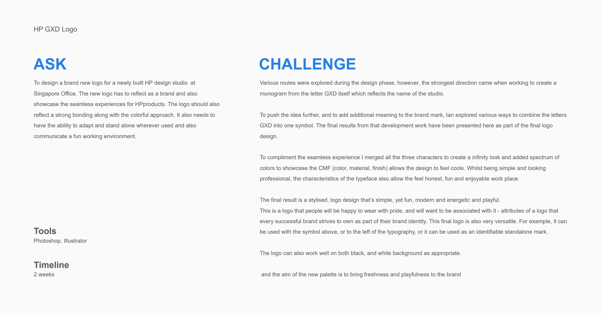 The brief — original gxd identity project material