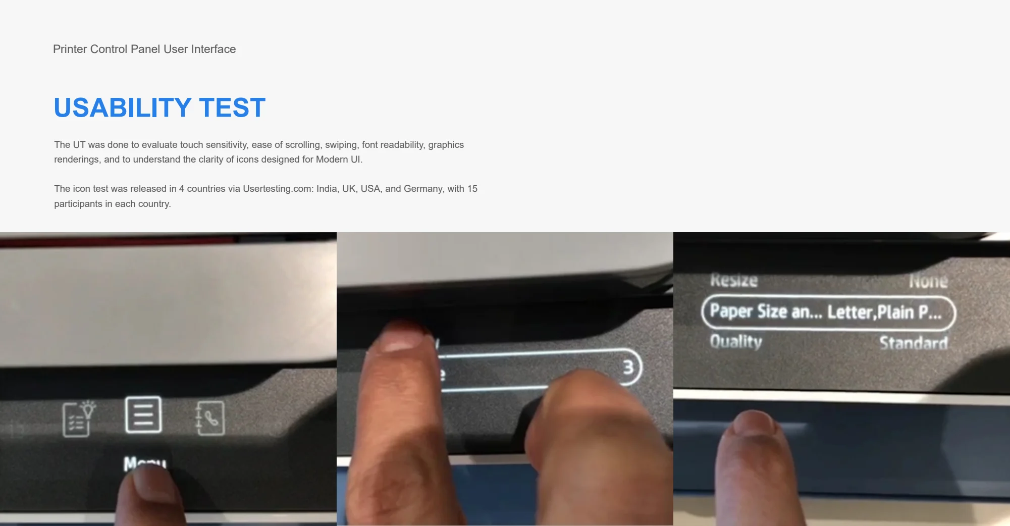 Usability testing — original magic touch panel project material
