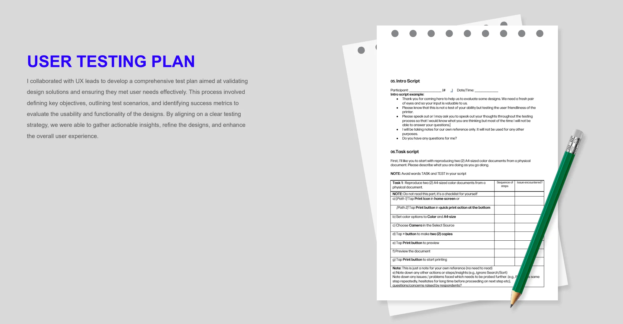 Test planning — original remote control ui project material