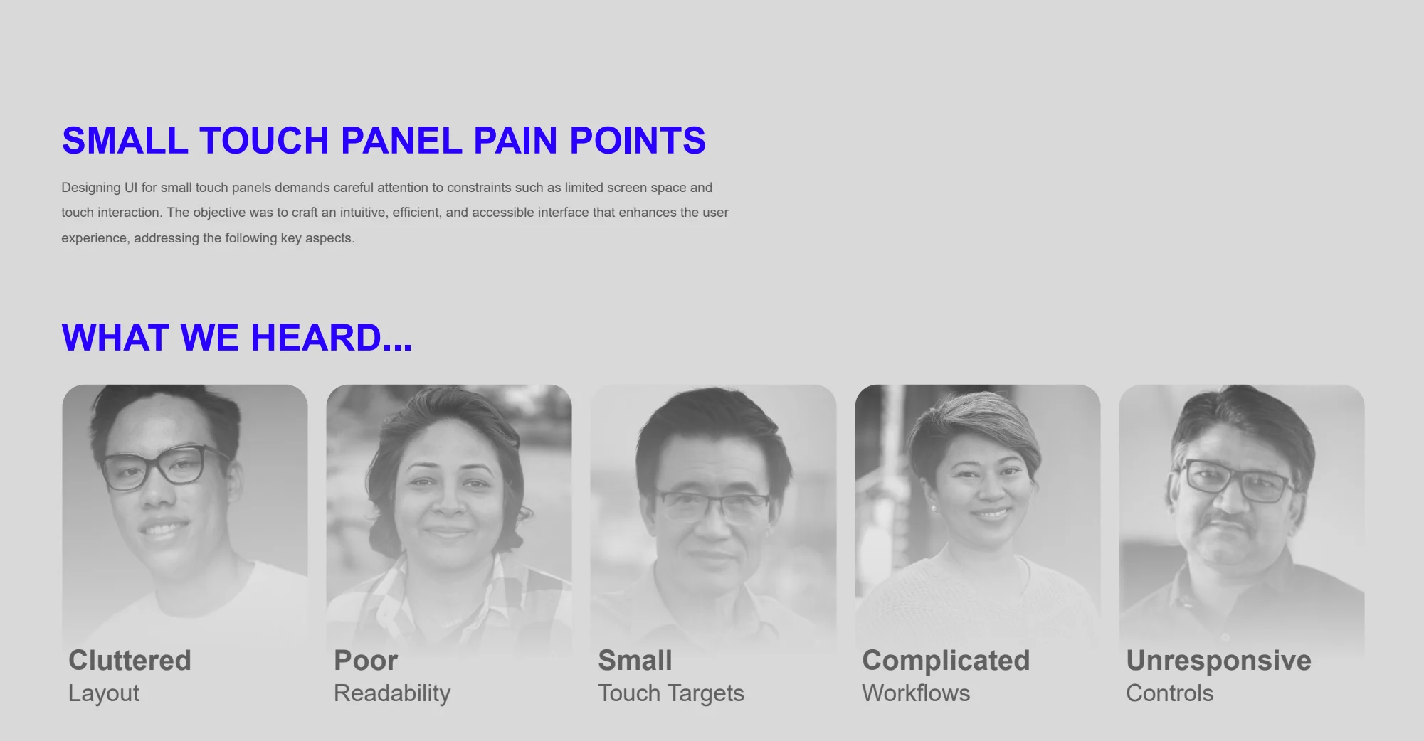 Small-screen pain points — original remote control ui project material